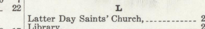 The line reading Latter Day Saints Church in the 1912 atlas index