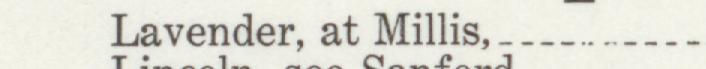 The index line reading Lavender, at Millis in the 1910 atlas