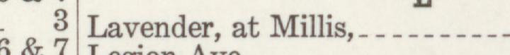 The index line reading Lavender, at Millis in the 1942 atlas