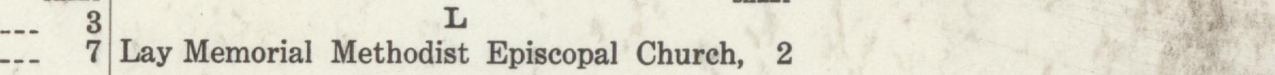The line reading Lay Memorial Methodist Episcopal Church, 2 in the 1920 atlas index