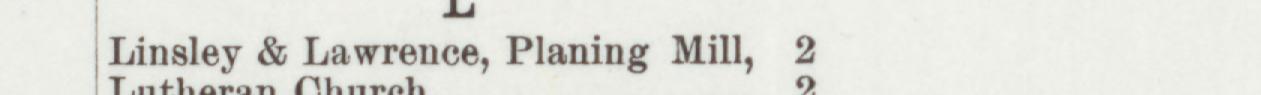 The line reading Linsley & Lawrence, Planing Mill, 3 in the 1892 atlas index