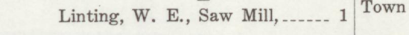 The line reading Linting, W. E., Saw Mill in the 1911 atlas index