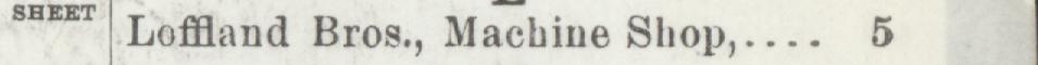 The line reading Loffland Bros., Machine Shop in the 1905 atlas index
