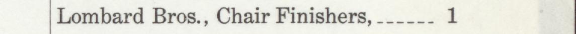 The line reading Lombard Bros., Chair Finishers in the 1909 atlas index