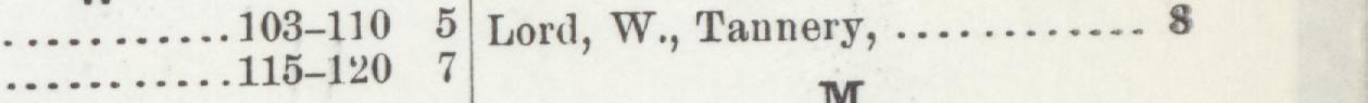 The line reading Lord, W., Tannery in the 1903 atlas index