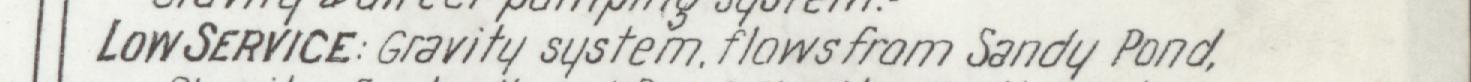 The line reading LOW SERVICE: Gravity system, flowsfrom Sandu Pond in the 1918 atlas index