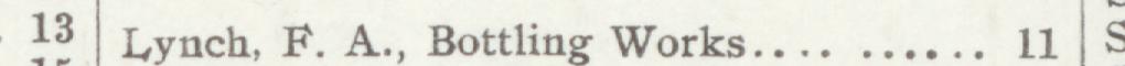 The line reading Lynch, F. A., Bottling Works in the 1907 atlas index