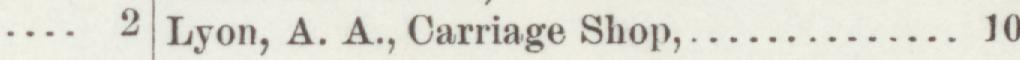 The line reading Lyon, A. A., Carriage Shop in the 1890 atlas index