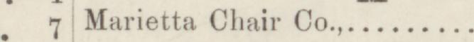 The index line reading Marietta Chair Co in the 1884 atlas