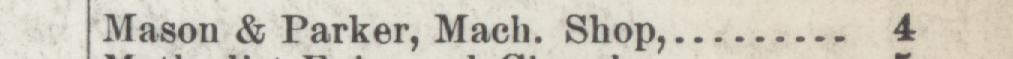The line reading Mason & Parker, Mach. Shop in the 1892 atlas index
