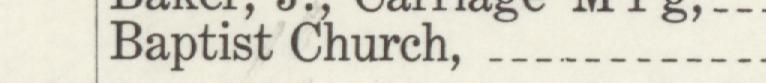 The index line reading Baptist Church, -_ in the 1911 atlas