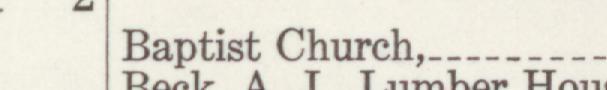 The index line reading Baptist Church in the 1942 atlas