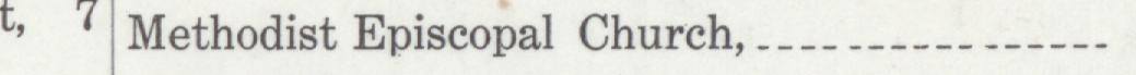 The line reading Methodist Episcopal Church in the 1910 atlas index