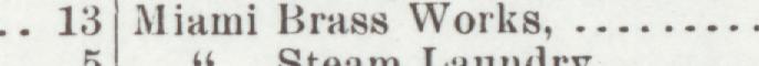 The line reading Miami Brass Works in the 1892 atlas index