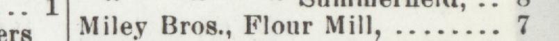 The line reading Miley Bros., Flour Mill in the 1905 atlas index