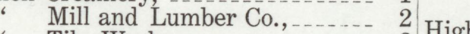 The line reading Mill and Lumber Co.,-_ in the 1909 atlas index