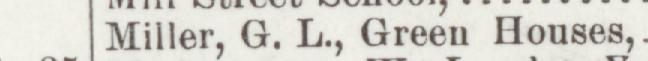 The line reading Miller, G. L., Green in the 1905 atlas index