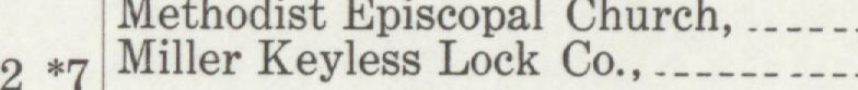 The line reading Miller Keyless Lock C in the 1911 atlas index