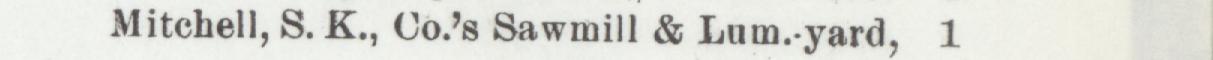 The index line reading Mitchell, S. K.,Co's Sawmill & Lum.yard in the 1901 atlas