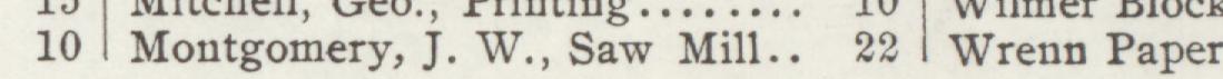 The line reading Montgomery, J. W., Saw Mill.: in the 1907 atlas index