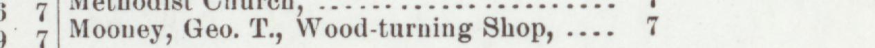 The line reading Mooney, Geo. T., Wood-turning Shop in the 1900 atlas index