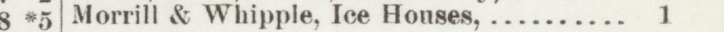 The line reading Morrill & Whipple, Ice Honses in the 1892 atlas index