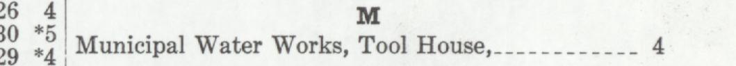 The line reading Municipal Water Works, Tool House in the 1946 atlas index