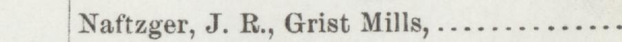 The line reading Naftzger, J. R., Grist Mills in the 1892 atlas index