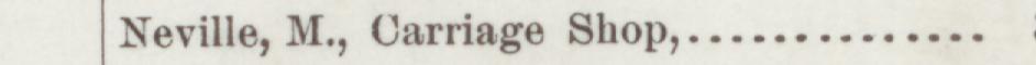 The line reading Neville, M., Carriage Shop in the 1890 atlas index