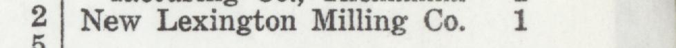 The line reading New Lexington Milling Co in the 1926 atlas index