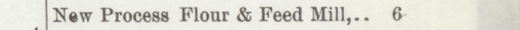 The line reading New Process Flour & Feed Mill in the 1899 atlas index