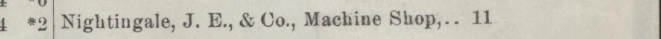 The line reading Nightingale, J. E., & Co., Machine Shop in the 1903 atlas index