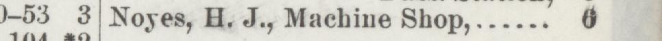 The line reading Noses, H. J., Machine Shop in the 1889 atlas index