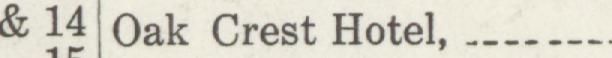 The line reading Oak Crest Hotel in the 1923 atlas index