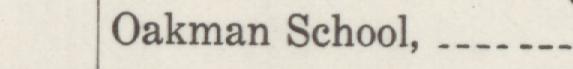 The index line reading Oakman School in the 1940 atlas