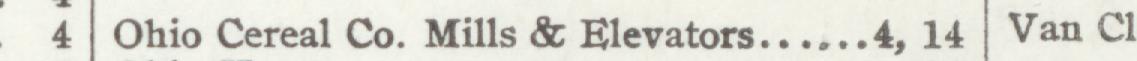 The line reading Ohio Cereal Co. Mills & Elevators in the 1907 atlas index