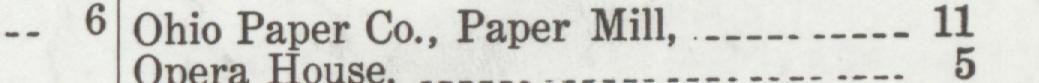 The line reading Ohio Paper Co., Paper Mill in the 1919 atlas index