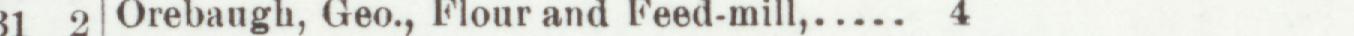 The line reading Orebaugh, Geo., Flour and Feed-mill in the 1900 atlas index