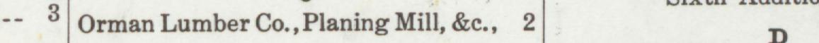 The line reading Orman Lumber Co., Planing Mill, &c., 2 in the 1919 atlas index