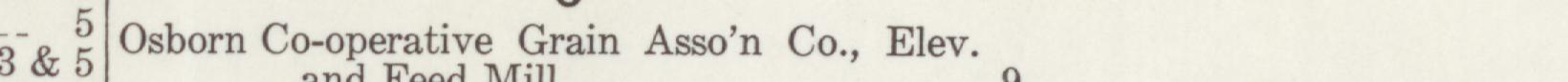 The line reading Osborn Co-operative Grain Asson Co., Elev in the 1943 atlas index
