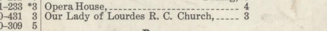 The line reading Our Tady of Lourdes R. C. Church in the 1910 atlas index