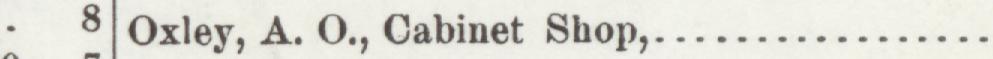 The index line reading Oxley, A. O., Cabinet Shop in the 1903 atlas