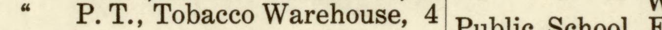 The line reading P. T., Tobacco Warehouse, 4 in the 1915 atlas index