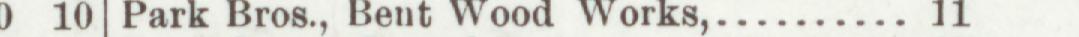 The line reading Park Bros., Bent Wood Works in the 1903 atlas index