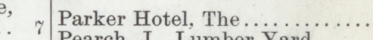 The line reading Parker Hotel, The in the 1901 atlas index