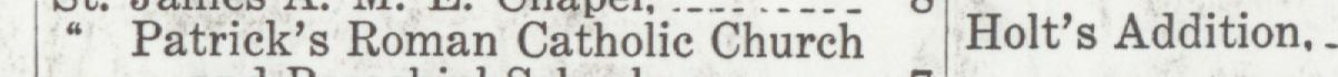 The line reading Patrick's Roman Catholic Church in the 1923 atlas index
