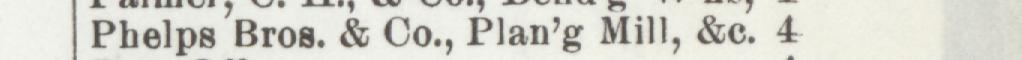 The line reading Phelps Bros. & Co., Plan'g Mill, &e in the 1904 atlas index