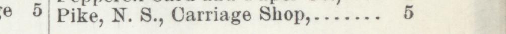 The index line reading Pike, N. S., Carriage Shop in the 1903 atlas