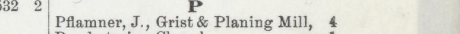 The line reading Pilamner, J., Grist & Planing Mill in the 1904 atlas index