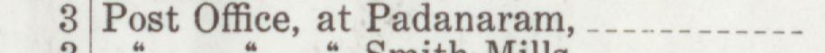 The line reading Post Office, at Padanaram in the 1924 atlas index